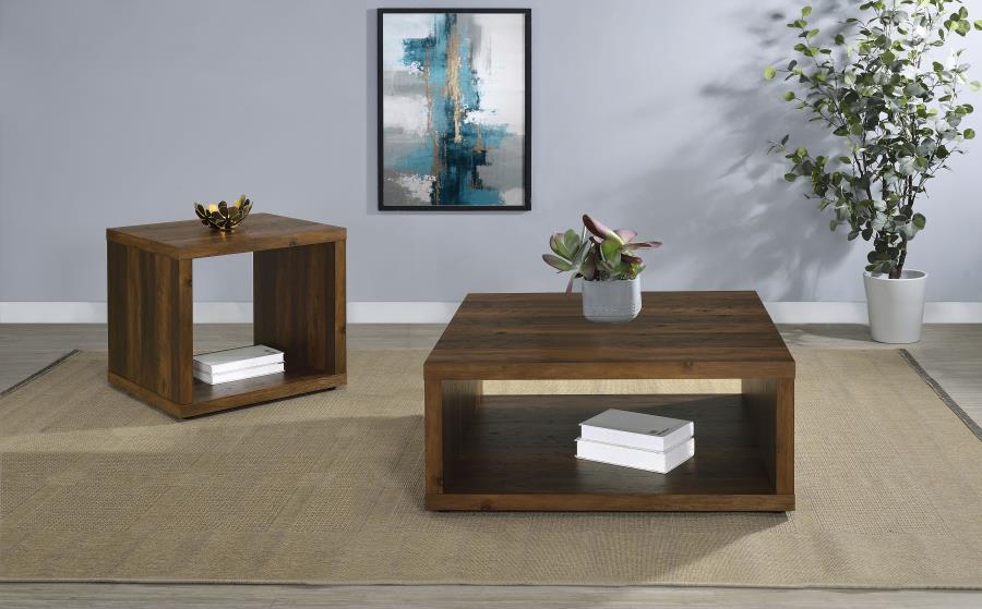 710508 Table basse carrée en bois de pin foncé Frisco