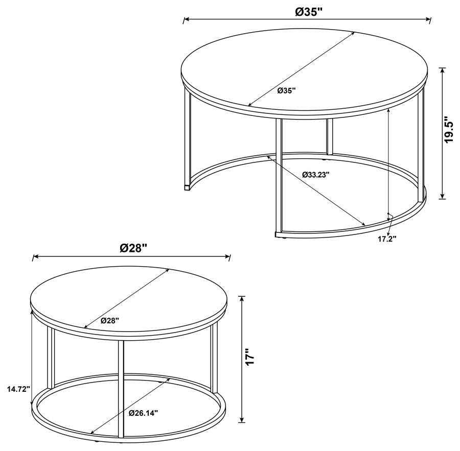 736028 Lainey Table basse gigogne ronde 2 pièces en faux marbre gris
