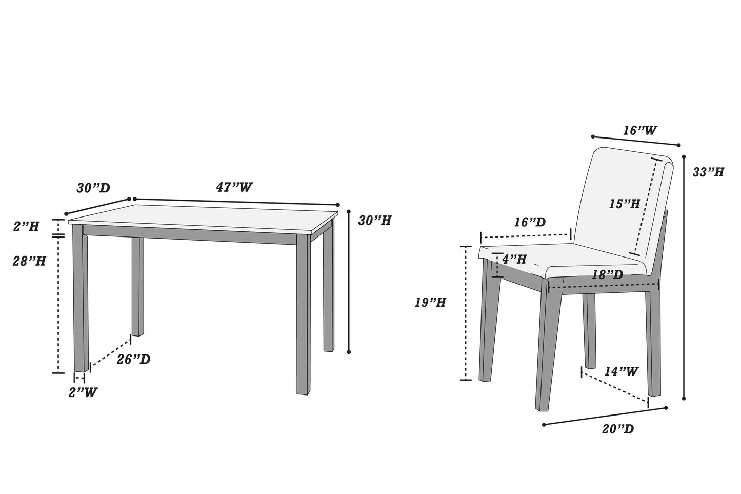 Ensemble de salle à manger 5 pièces F2613