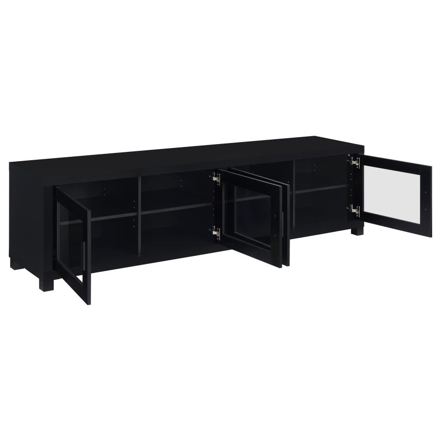 736303 Meuble TV Jupiter 4 portes 79 pouces - Console multimédia - Noir