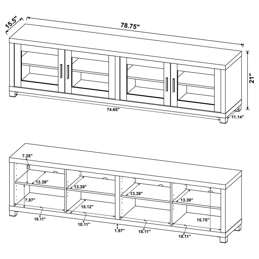 736303 Meuble TV Jupiter 4 portes 79 pouces - Console multimédia - Noir