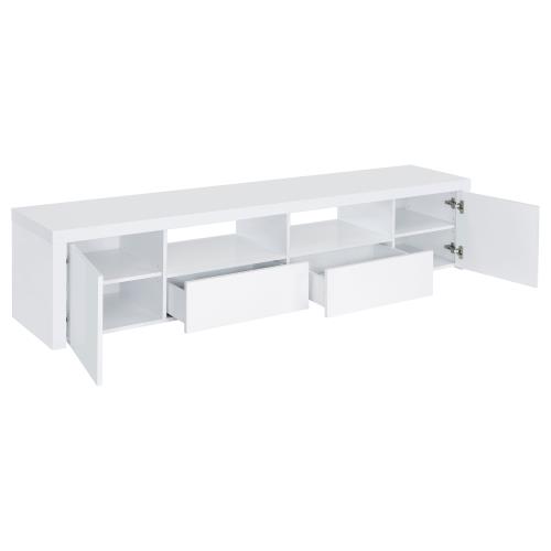 Meuble TV Jude 704262 à 2 portes et tiroirs (79 po) - Blanc brillant
