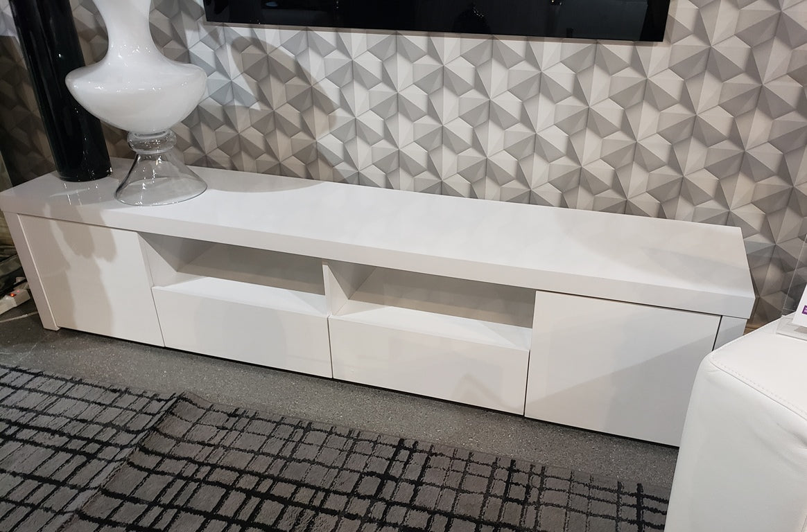 Meuble TV Jude 704262 à 2 portes et tiroirs (79 po) - Blanc brillant