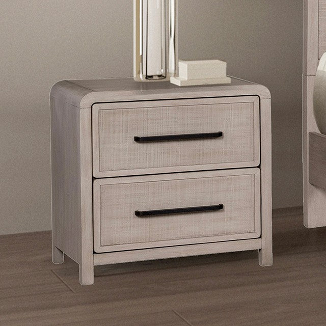 FM79016AK-4PC Ensemble de chambre à coucher 4 pièces en chêne naturel Belize avec lit queen size et port USB