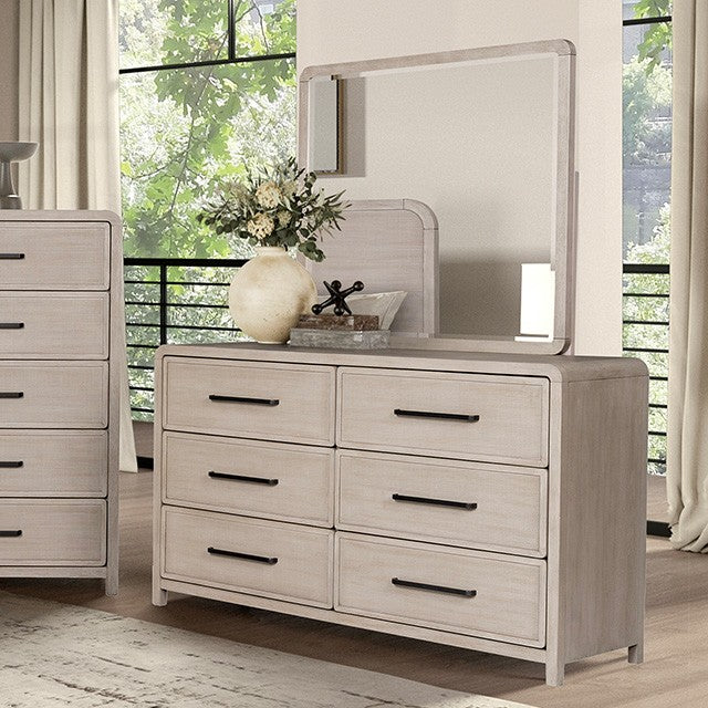 FM79016AK-4PC Ensemble de chambre à coucher 4 pièces en chêne naturel Belize avec lit queen size et port USB