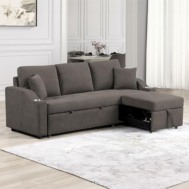 FM6963GY-PK Sectionnel avec canapé-lit gigogne - Gris