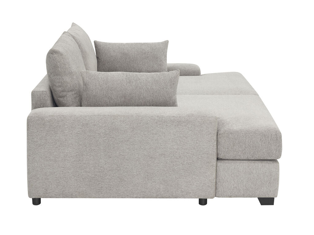 1158-Canapé-lit double surdimensionné Jaylee en tissu gris clair de 88 po de large