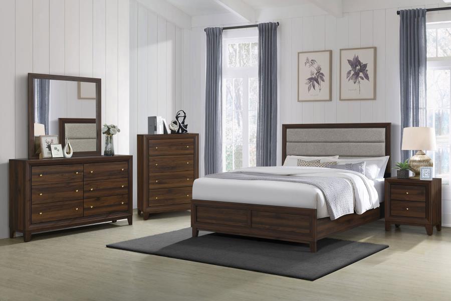 Ensemble de chambre à coucher 3 pièces Welsley avec lit Queen Size en noyer