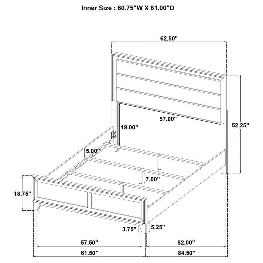 Ensemble de chambre à coucher 3 pièces Welsley avec lit Queen Size en noyer