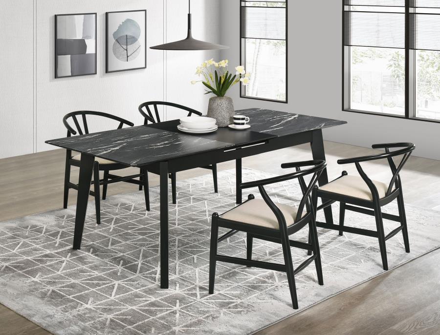 Ensemble de table à manger extensible 5 pièces Crestmont noir