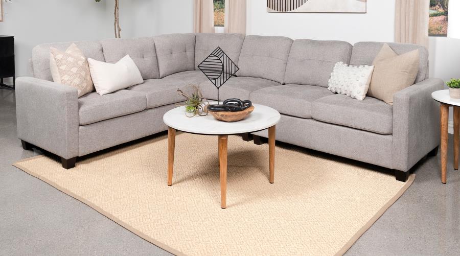 551705-SET Canapé modulaire rembourré Georgina 4 pièces, acier beige
