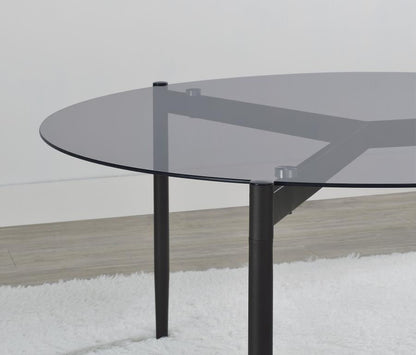 710168 Table basse ronde Rosalie avec plateau en verre fumé, noir sable 