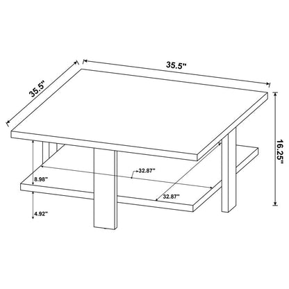 Table basse carrée Dawn en mangue marron 