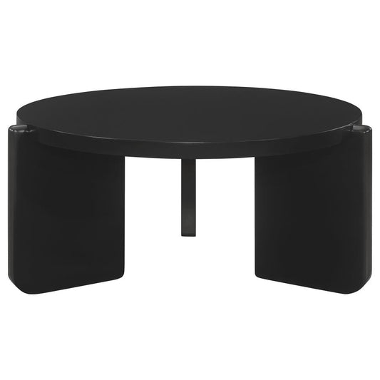 Table basse ronde en bois massif Cordova noire 