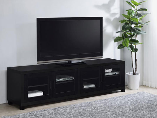 736303 Meuble TV Jupiter 4 portes 79 pouces - Console multimédia - Noir 