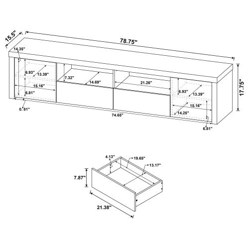 Meuble TV Jude 704262 à 2 portes et tiroirs (79 po) - Blanc brillant