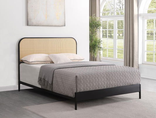 360351Q Amherst Radio Weave Lit Queen Size en rotin et métal Noir 