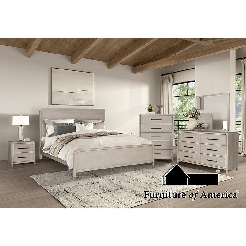 FM79016AK-4PC Ensemble de chambre à coucher 4 pièces en chêne naturel Belize avec lit queen size et port USB