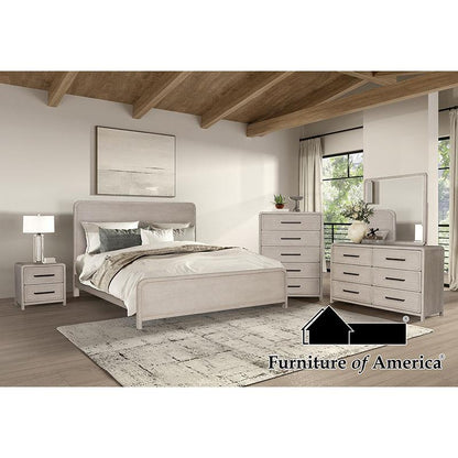 FM79016AK-4PC Ensemble de chambre à coucher 4 pièces en chêne naturel Belize avec lit queen size et port USB