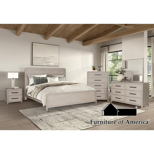FM79016AK-4PC Ensemble de chambre à coucher 4 pièces en chêne naturel Belize avec lit queen size et port USB