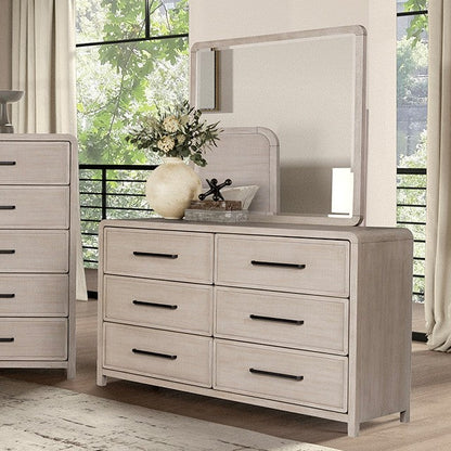 FM79016AK-4PC Ensemble de chambre à coucher 4 pièces en chêne naturel Belize avec lit queen size et port USB