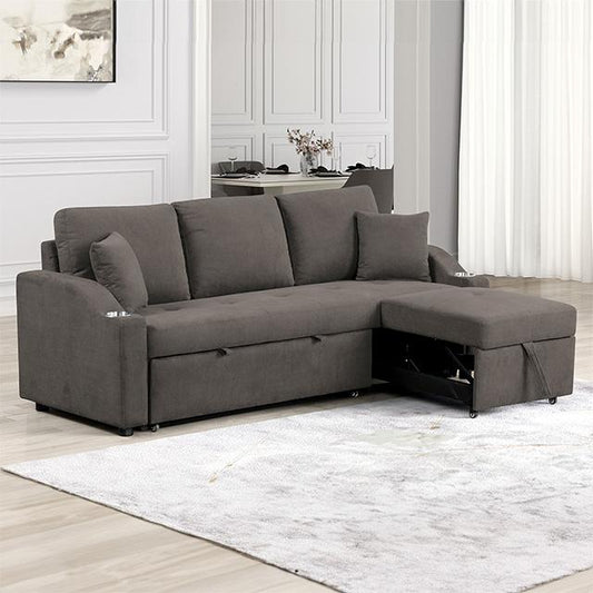 FM6963GY-PK Sectionnel avec canapé-lit gigogne - Gris