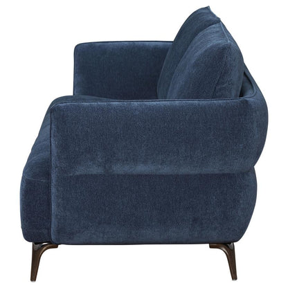 Canapé moderne à accoudoirs droits et rembourré en chenille Lively bleu