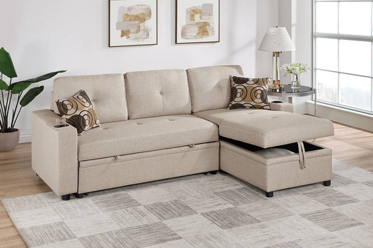 F8538 Canapé sectionnel convertible réversible avec rangement 