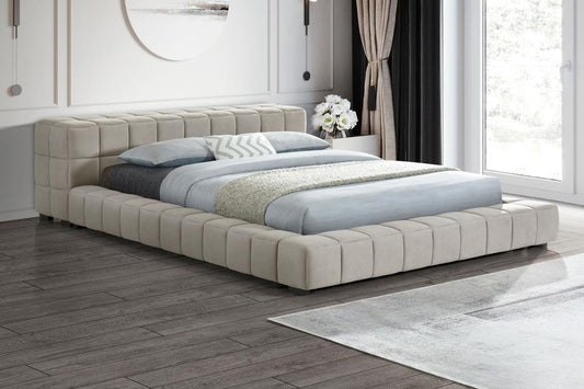 306121Q Lit plateforme Queen rembourré Trinity Taupe clair 