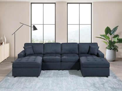 Canapé sectionnel 3 pièces F8476 bleu foncé