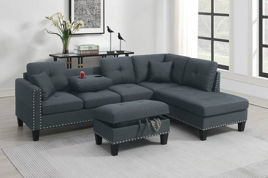 F8886 Ensemble ottoman sectionnel et de rangement 2 pièces