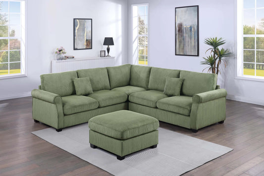 F8820 Canapé 4 pièces avec pouf - Sauge