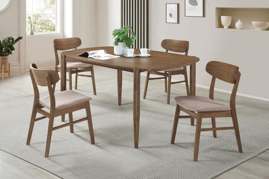 Ensemble de salle à manger ovale 5 pièces en bois massif Dortch, noyer 