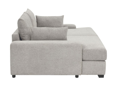 1158-Canapé-lit double surdimensionné Jaylee en tissu gris clair de 88 po de large