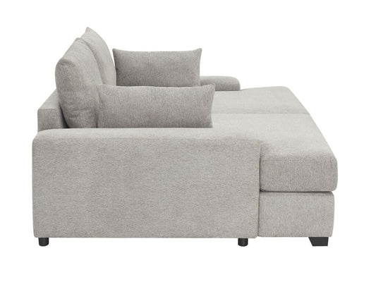 1158-Canapé-lit double surdimensionné Jaylee en tissu gris clair de 88 po de large