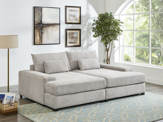 1158-Canapé-lit double surdimensionné Jaylee en tissu gris clair de 88 po de large