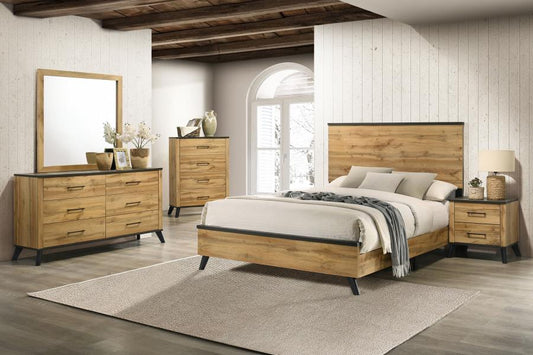 Ensemble de chambre à coucher Kaywood 4 pièces avec lit queen size en pin naturel 