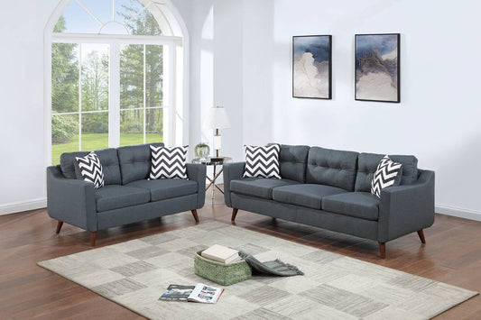 Ensemble canapé et causeuse 2 pièces F8444 - Bleu-gris 