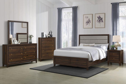 Ensemble de chambre à coucher 3 pièces Welsley avec lit Queen Size en noyer 