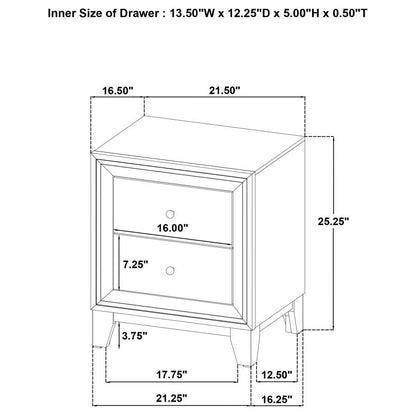 Ensemble de chambre à coucher 3 pièces Welsley avec lit Queen Size en noyer 