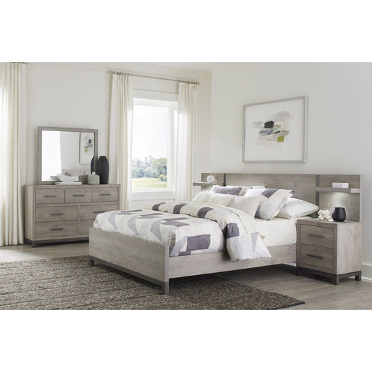 Lit Queen Zephyr avec 2 tables de nuit avec LED et 2 panneaux