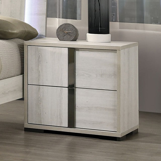 FM7200WH Horten Ensemble de chambre à coucher 4 pièces avec lit Queen et tête de lit à DEL