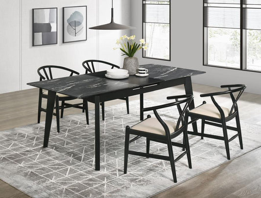 Ensemble de table à manger extensible 5 pièces Crestmont noir 
