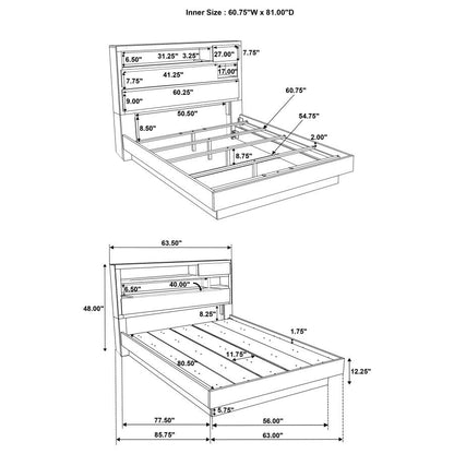 224981Q-S4 Fenwick Ensemble de chambre à coucher 4 pièces avec lit queen size et plateforme Chêne gris 