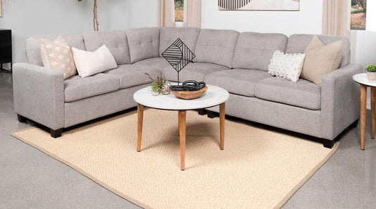 551705-SET Canapé modulaire rembourré Georgina 4 pièces, acier beige 