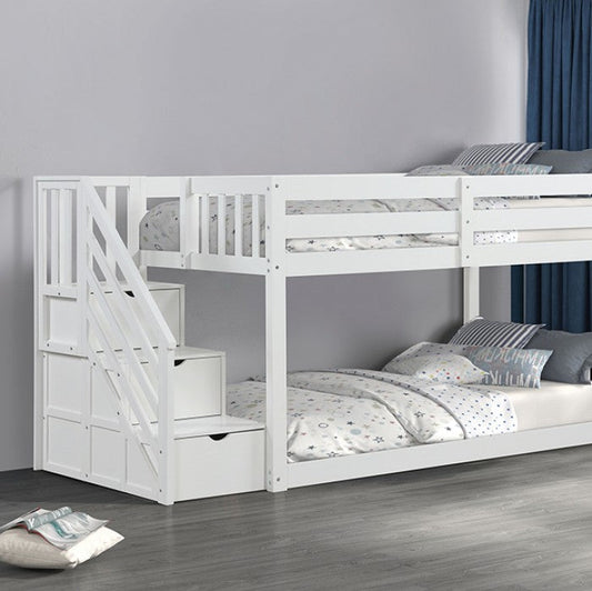 Lit superposé Jojo FM-BK1100WH-BED avec rangement